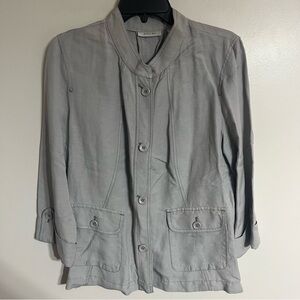 Womens‎ Amber Sum Lightweight Linen Blend Military Style Jacket Size Medium Gray